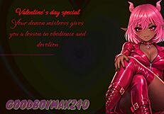f4m valentine's day special: your demon mistress teaches obedience with loving praise, gentle femdom instructions and big tits