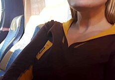 Cute blonde next to me on public bus sucks cock handjobs full movie cum swallow