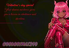 f4m valentine's day special: your demon mistress teaches obedience with loving praise, gentle femdom instructions and big tits