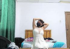 Busty Executive Flashes Vagina in White Dress