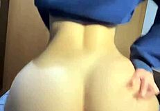 Amateur college girl rides reverse cowgirl in dorm room