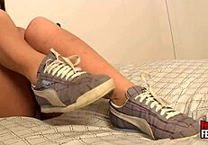 Crystal Frost's Sexy Feet Wrap Around Thick Cock for Footjob Slide