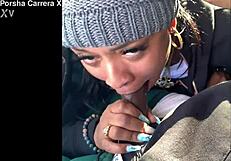 ebony snowboarder drops to knees for my big black cock blowjob outdoors