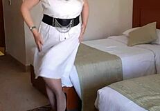 granny's huge tits bounce on bbc while she rams monster dildo deep