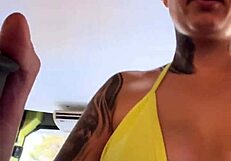 Transparent Bikini Piercing Pussy Gets Wet Stares at Beachside Gym!