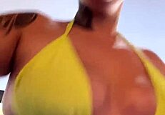 Transparent Bikini Piercing Pussy Gets Wet Stares at Beachside Gym!