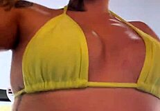 Transparent Bikini Piercing Pussy Gets Wet Stares at Beachside Gym!