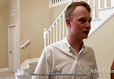 spanish teen babysitter flashes pussy deepthroats while husband watches