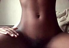whoa check this hot ebony spreading wide her hairy wet pussy for camera closeup