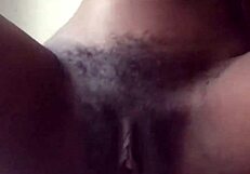 whoa check this hot ebony spreading wide her hairy wet pussy for camera closeup