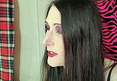 Hot Shemale in Fishnets Pounds Watermelon with Monster Cock