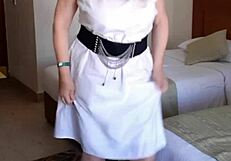 granny's huge tits bounce on bbc while she rams monster dildo deep