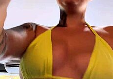 Transparent Bikini Piercing Pussy Gets Wet Stares at Beachside Gym!