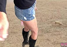 Climaxing Hard with Anal Vibrator in Miniskirt and Boots Outdoor Slut Masturbation