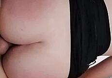 hot girl grinds tight pink pussy on stepbrother's huge cock hard