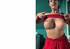 Descriptive mistress commands thighs uncovered for intense femdom pov punishment with big tits milf