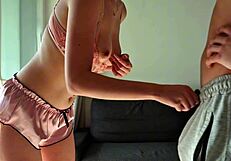 my horny girlfriend in lingerie couldn't hold back i fucked her hard