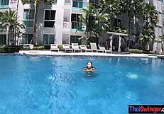 my big ass thai girlfriend gets horny in hotel blows me then takes doggy pounding