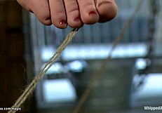 i'm tied up watching this busty milf get spanked choked and toyed in bdsm