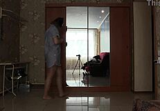 mature milf's big ass walks in thong nylon with foot fetish