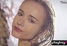 ukrainian teen vi shy strips black bikini in shower revealing petite tits