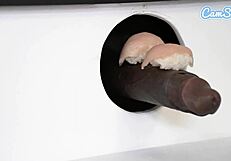 big tit milfs and cute asian teen share bbc gloryhole blowjobs with sushi and pussy play