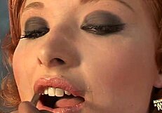 i take double penetration then bukkake blast covers my redhead face and small tits