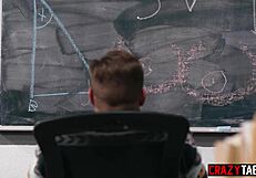 Horny Teacher Fucks Masturbating Colleague Hard After Classroom Shock