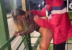 esposa spreads legs for two strangers on via dutra passarela walkway