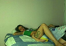 Hubby Catches Lesbian Sapatona Licking His Wife's Tight Pussy in Wild Orgy Swing