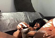 😈 solo ass play with my big black dildo in thong panties