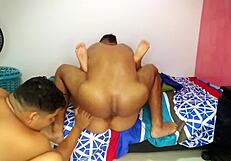 wife squats on my huge cock as cuck watches then takes creampie load