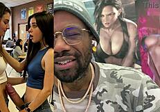 Beautiful freckled trans teen cums hard with accidental boner while getting League of Legends cum dump facial