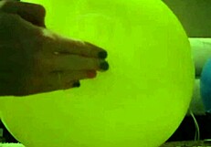 sophie fingers her hairy pussy with balloons in bathroom and living room now