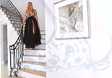 ELEGANT JULIA ANN TEASES HUGE TITS AND WET PUSSY IN BLACK DRESS!!