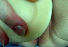 Chubby Mature Milf Sloshes Hairy Wet Pussy Close-Up With Dildo Fetish ASMR