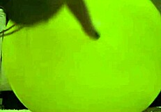 sophie fingers her hairy pussy with balloons in bathroom and living room now