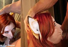 innocent redhead cutie deepthroats then takes facial cumshot