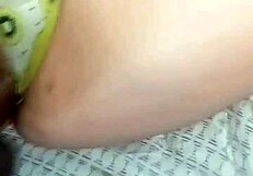 Overwhelmed with desire, Kiwi's panties shift aside for sloppy big black cock in her chubby milf pussy.