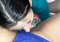 Girlfriend Licks My Pussy While Stepmom Cleans Closet Lesbian POV