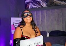 lonely latina milf films first huge cock pounding bent over in lingerie
