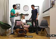 cuck4k hubby watches pregnant blonde ride stranger's cock natural tits bounce