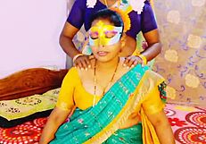 Hot Indian aunty seduces daughter-in-law in saree for dirty lesbian tit kissing romance!