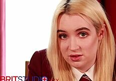 oi mate check this british student's upskirt panties flashing with joi instructions from her college skirt