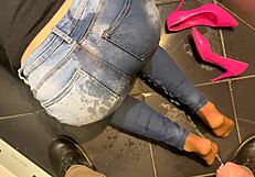 i'm desperate peeing in jeans then he pees on my ass before i blow him hard