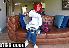 Nerdy Redhead Latina Chokes on Monster Cock in Sloppy POV Head!