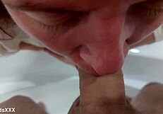 standing doggystyle with mature wife then cum in mouth blowjob