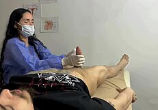 big ass doctor milf sucks cock in hospital cums on hands
