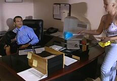 hey babe this brunette secretary's getting her tight pussy stretched by monster cock doggystyle 😈🍆💦