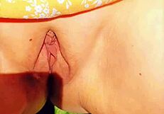 mature blonde spreads her huge wet meaty vulva outdoors for all to see